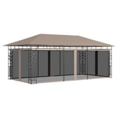 Vidaxl tópszínű pavilon szúnyoghálóval 6 x 3 x 2,73 m 180 g/m² 312253