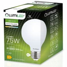 LUMILED 3x LED izzó E27 G95 8W = 75W 880lm 4000K Semleges fehér 360° Filament Tejes