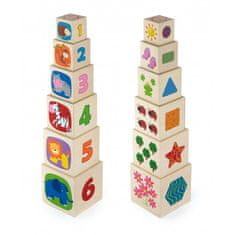 Viga Összecsukható blokk torony állatokkal, számokkal és formákkal