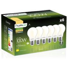 LUMILED 6x LED izzó E27 A60 11W = 100W 1521lm 3000K Meleg fehér 360° Filament Tejes