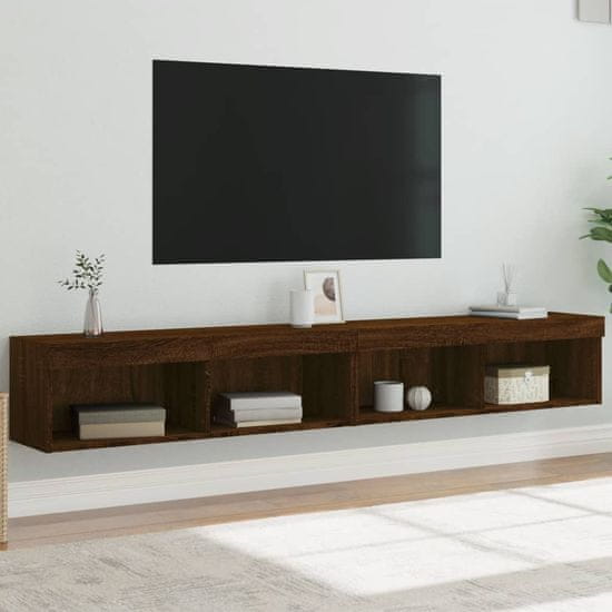 Greatstore 2 db barna tölgy színű TV-szekrény LED-ekkel 100x30x30 cm