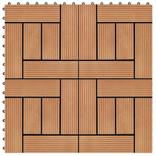 Vidaxl 22 db (2 m2) tíkfa színű WPC teraszburkoló lap 30 x 30 cm 277804