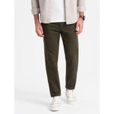 OMBRE Férfi klasszikus chino nadrág V4 OM-PACP-0190 sötét olívazöld MDN124479 S