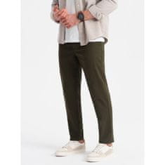 OMBRE Férfi klasszikus chino nadrág V4 OM-PACP-0190 sötét olívazöld MDN124479 S