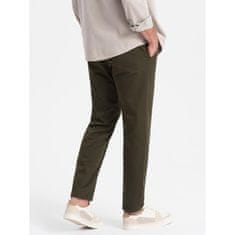 OMBRE Férfi klasszikus chino nadrág V4 OM-PACP-0190 sötét olívazöld MDN124479 S