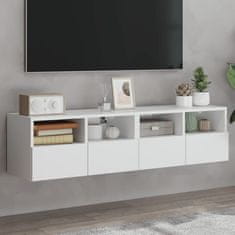 Greatstore 2 db fehér szerelt fa fali TV-szekrény 60 x 30 x 30 cm