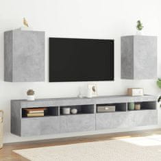 Greatstore 2 db betonszürke szerelt fa fali TV-szekrény 40,5 x 30 x 60 cm