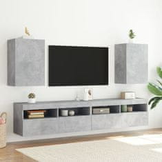 Greatstore 2 db betonszürke szerelt fa fali TV-szekrény 40,5 x 30 x 60 cm