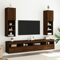 Greatstore 2 db barna tölgy színű TV-szekrény LED-ekkel 30,5 x 30 x 102 cm