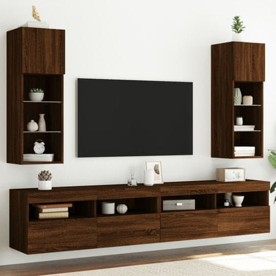 Greatstore 2 db barna tölgy színű TV-szekrény LED-ekkel 30,5 x 30 x 90 cm