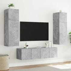 Greatstore 2 db betonszürke fali TV-szekrény LED-del 60x35x31 cm