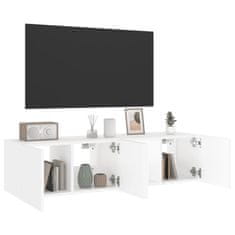 Greatstore 2 db fehér falra szerelhető TV-szekrény LED-ekkel 60x35x31 cm