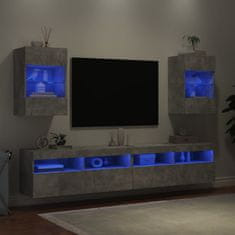 Greatstore 2 db betonszürke fali TV-szekrény LED-del 40x30x60,5 cm