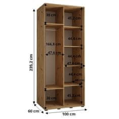 Veneti ASIRI 13 gardróbszekrény - 100/60 cm, fehér / ezüst