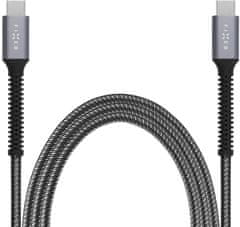 FIXED Töltő- és adatkábel USB-C/USB-C csatlakozókkal és PD támogatással, 1,2 m, USB 2.0, 240W, szürke FIXDA-CC12-GR
