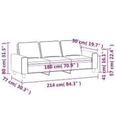 Vidaxl 3 személyes barna szövetkanapé 180 cm 359402