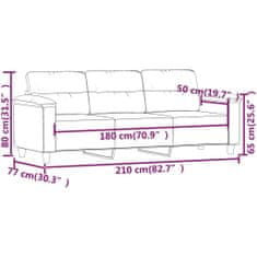 Vidaxl 3 személyes sötétszürke mikroszálas szövetkanapé 180 cm 359569