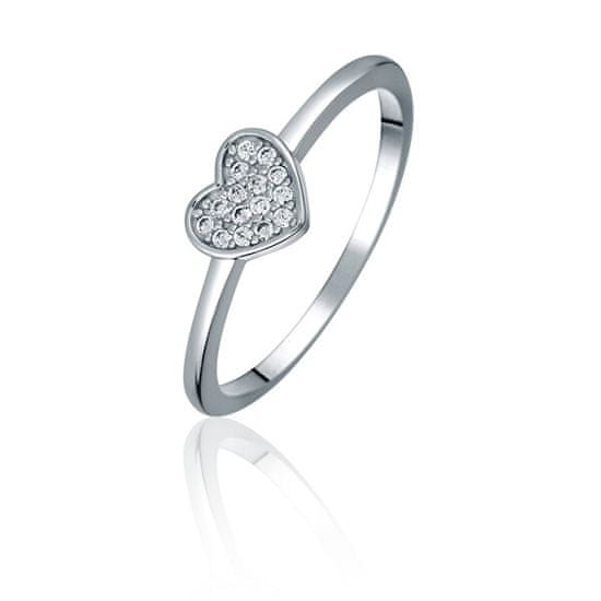 JVD Romantikus ezüst gyűrű szívvel SVLR0980X61BI