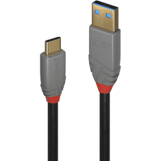 Lindy 36911 USB kábel 1 M USB C USB A Fekete, Szürke (36911)