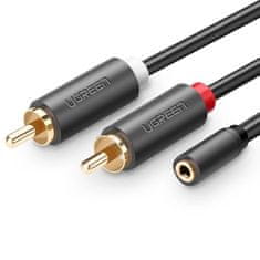 Ugreen Ugreen audiokábel 3,5 mm-es mini jack (női) - 2RCA (férfi) 25 cm szürke (AV102 10561)