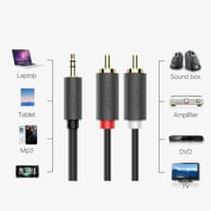 Ugreen Ugreen Audiokábel 3,5 mm-es mini jack (hím) - 2RCA (hím) 1,5m (AV102)