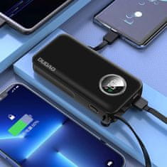 DUDAO Dudao Powerbank 10000mAh USB / USB-C 22.5W beépített Lightning és USB-C kábellel fehér K15sW