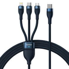 BASEUS Baseus Flash II kábel USB-C / USB Type A - USB-C / Lightning / micro USB 100 W 1,5 m kék (CASS030203)