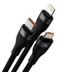 BASEUS Baseus Flash II USB - USB-C / Lightning / micro USB kábel 100 W 1,2 m fekete (CASS030001)