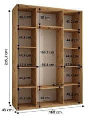 Veneti ASIRI 2 gardróbszekrény - 160/45 cm, fekete / fekete