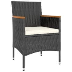 Greatstore 4 részes fekete kerti polyrattan szék- és zsámolyszett