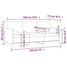 Vidaxl 3 személyes bordó bársony kanapé díszpárnákkal 180 cm 3200895