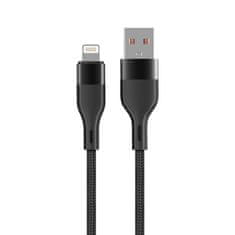 maXlife MXUC-07 kábel USB - Lightning 1,0 m 2,4A fekete nylon (OEM0101185)