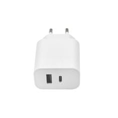 maXlife MXTC-06 PD QC hálózati töltő 1x USB-C 1x USB 30W fehér (OEM0101203)