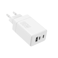 maXlife MXTC-08-65ACC PD QC hálózati töltő 2x USB-C 1x USB 65W fehér (OEM0101206)