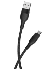 maXlife MXUC-07 kábel USB - microUSB 1,0 m 2,4A fekete nylon (OEM0101186)