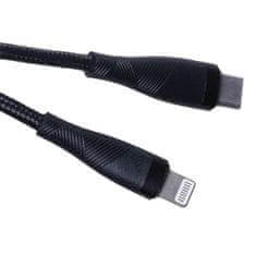 maXlife MXUC-08 USB-C kábel - Lightning 1,0 m 27W fekete nylon (OEM0101188)