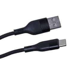 maXlife MXUC-07 kábel USB - USB-C 1,0 m 3A fekete nylon (OEM0101187)