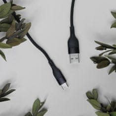 maXlife MXUC-07 kábel USB - USB-C 1,0 m 3A fekete nylon (OEM0101187)