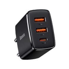 BASEUS Kompakt gyorstöltő 2x USB/USB-C 30W 3APD gyorstöltés fekete CCXJ-E01 Baseus