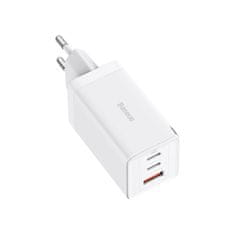 BASEUS GaN 2xUSB C 1xUSB 65W GaN5 Pro hálózati töltő + USB C 100W kábel - fehér Baseus