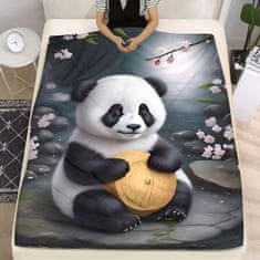 EXCELLENT Mikro plüss meleg takaró 150x200 cm - Panda és bambusz konténer