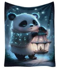 EXCELLENT Mikro plüss meleg takaró kék 150x200 cm - Panda lámpással