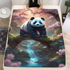 EXCELLENT Mikro plüss meleg takaró 150x200 cm - Panda a vízesésnél