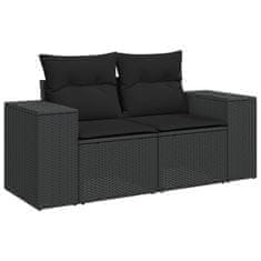 Greatstore 6 részes fekete polyrattan kerti ülőgarnitúra párnákkal