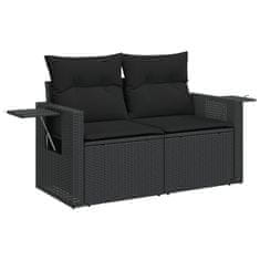 Greatstore 9 részes fekete polyrattan kerti ülőgarnitúra párnákkal