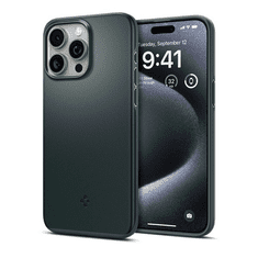 Spigen Apple iPhone 15 Pro, Műanyag hátlap védőtok, Thin Fit, sötétzöld (RS148697)