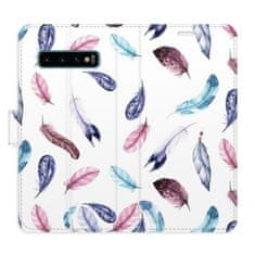 iSaprio Colorful Feathers flip tok Samsung Galaxy S10