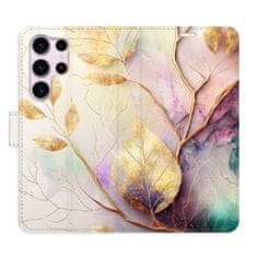 iSaprio Gold Leaves 02 flip tok Samsung Galaxy S23 Ultra