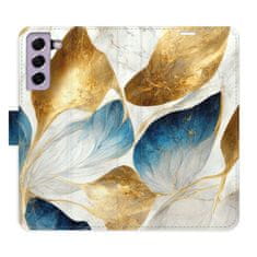 iSaprio GoldBlue Leaves flip tok Samsung Galaxy S21 FE 5G