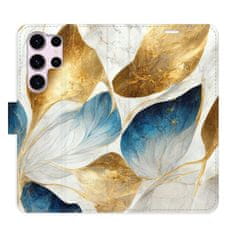 iSaprio GoldBlue Leaves flip tok Samsung Galaxy S23 Ultra